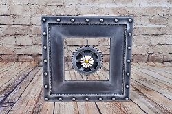 Industriál ozubené koleso  rám patina staré drevo 6